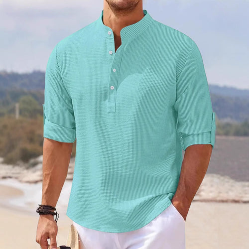Herre Kortærmet Henley-Shirt med struktureret væv Stilla