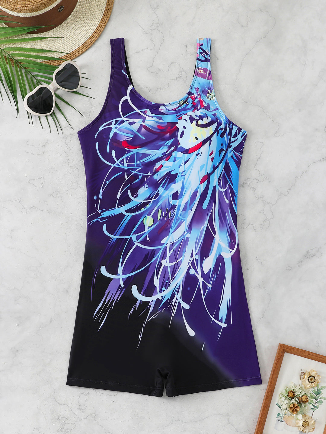 Dame Sporty Badedragt med dynamisk kunstmotiv Skovae