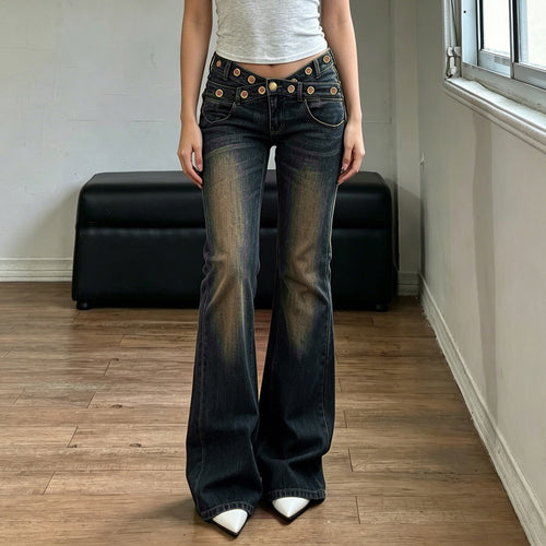 Dame jeans med løst snit og elegante bæltestropper Skovae