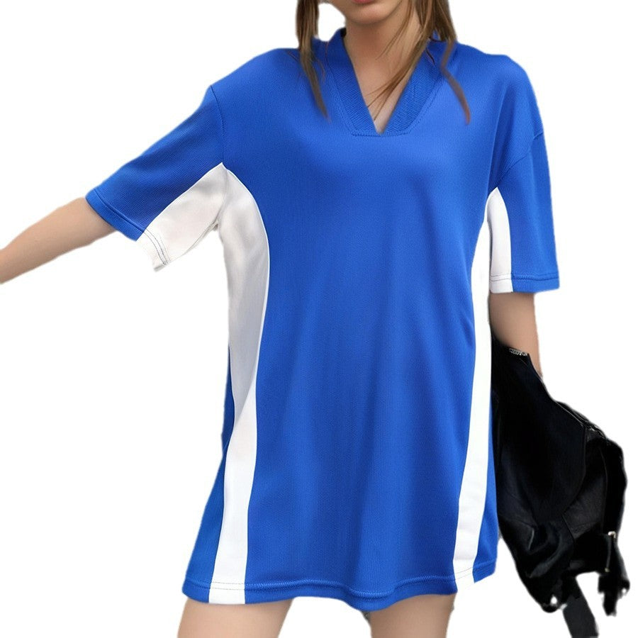 Dame Sport T-shirt med V-hals og kontrastdetaljer Stilla