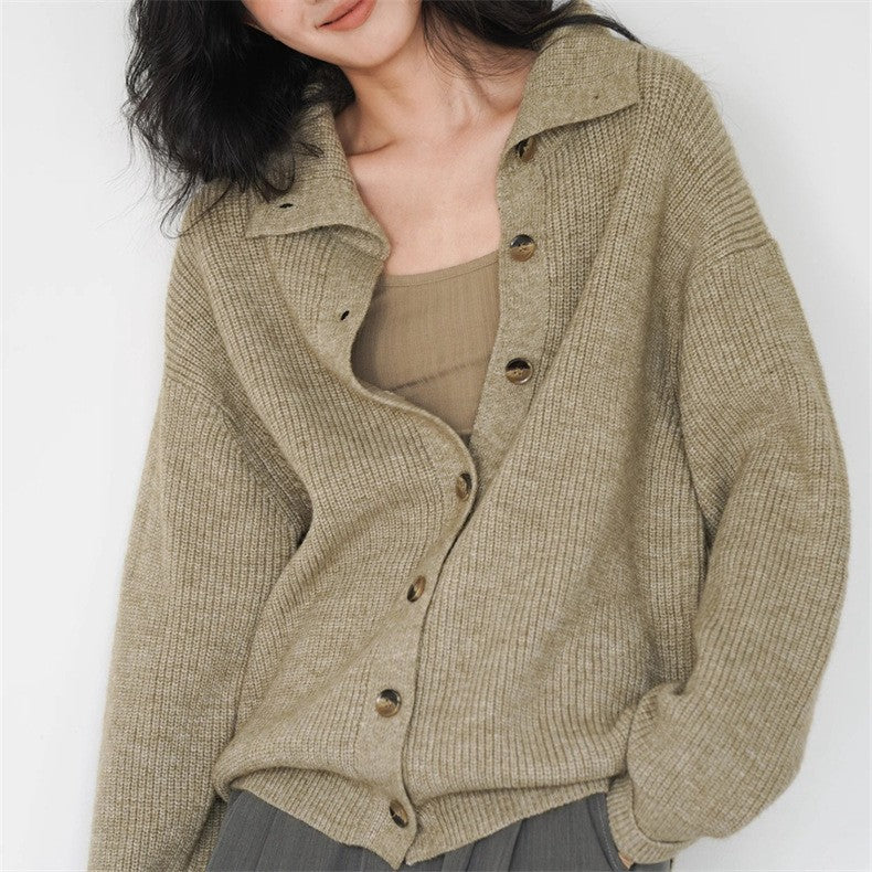 Dame casual strikket cardigan med knaplukning og oversized pasform Stilla