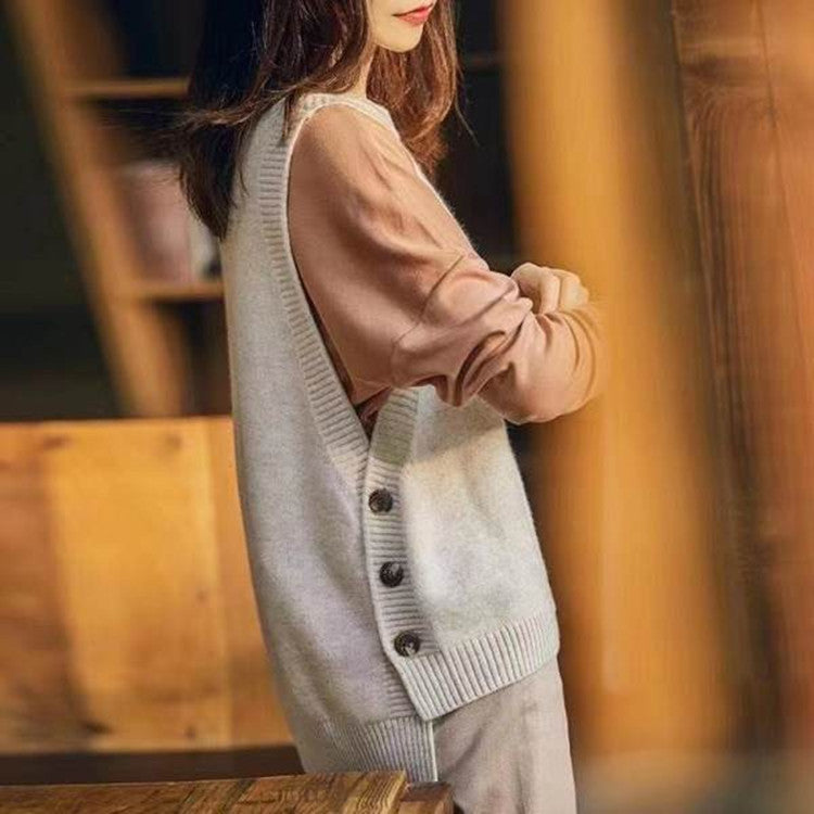 Femme Elegant Strikket Pullover Vest Stilla