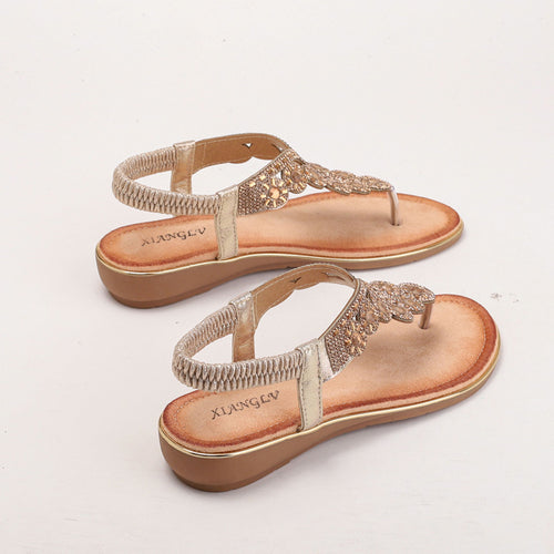 Dame flip-flops med glitrende smykkedetaljer og komfortabel fodseng Stilla