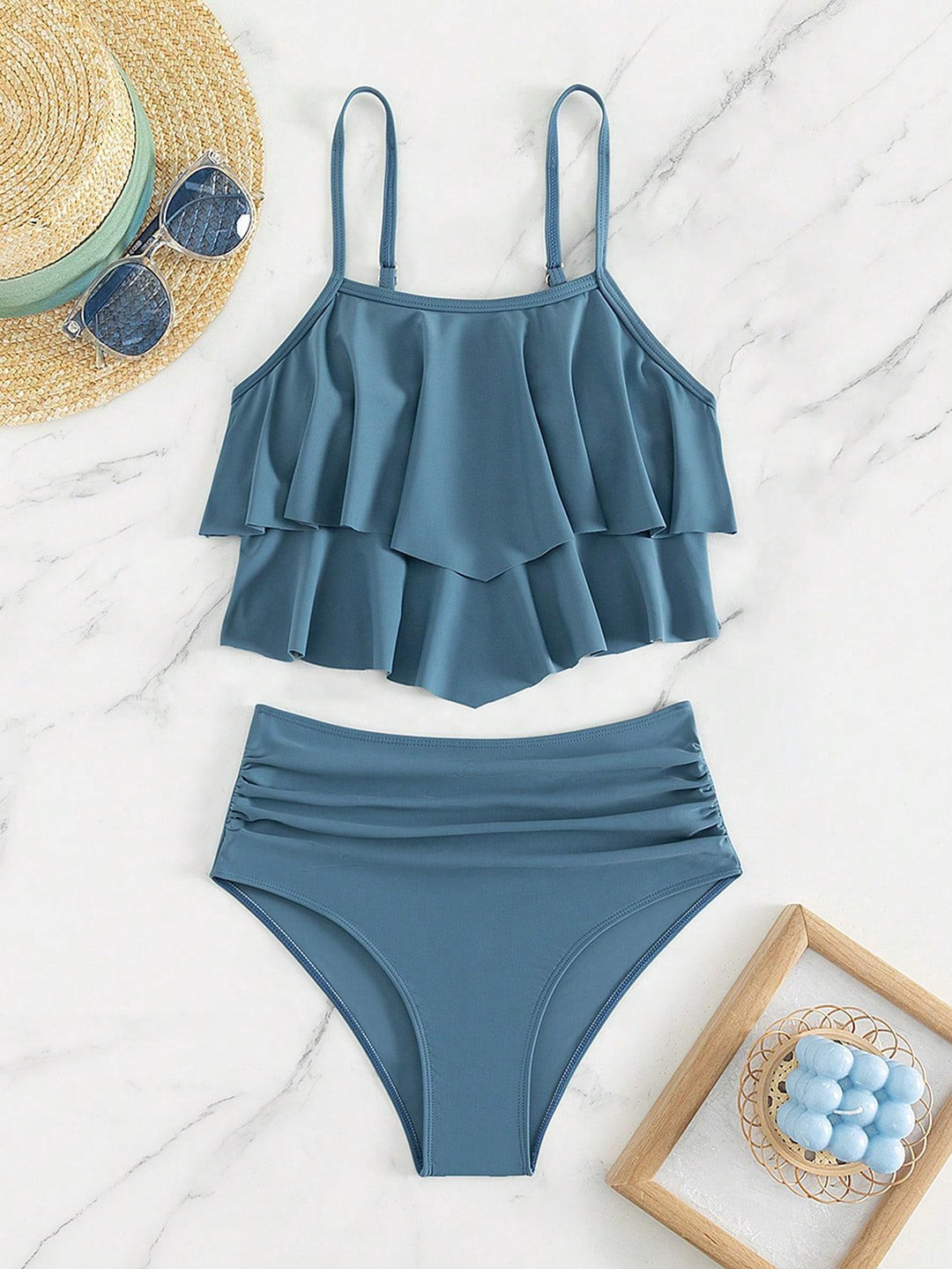 Dame bikini sæt med voluminøst flæse design Skovae