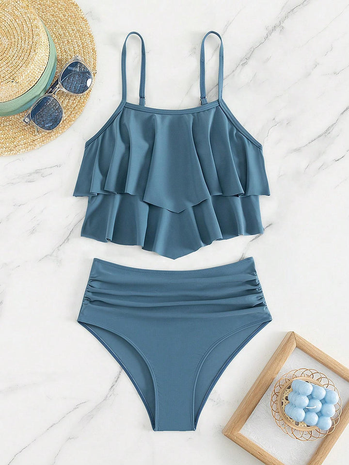 Dame bikini sæt med voluminøst flæse design Skovae