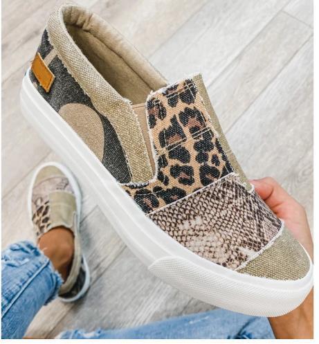 Dame Slip-On Sneakers med moderigtigt dyremotiv og elastiske indsatser Stilla
