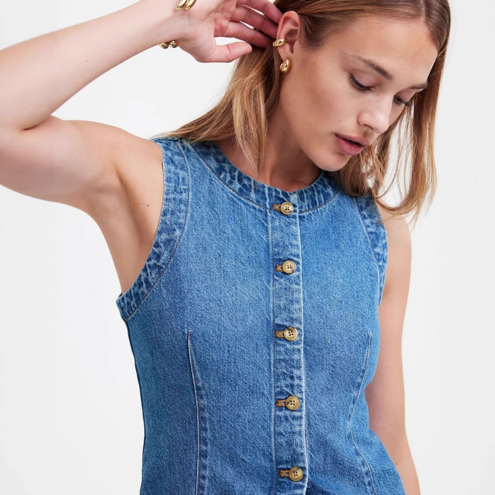 Damer Denim Vest Stilla
