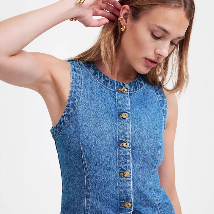 Damer Denim Vest Stilla