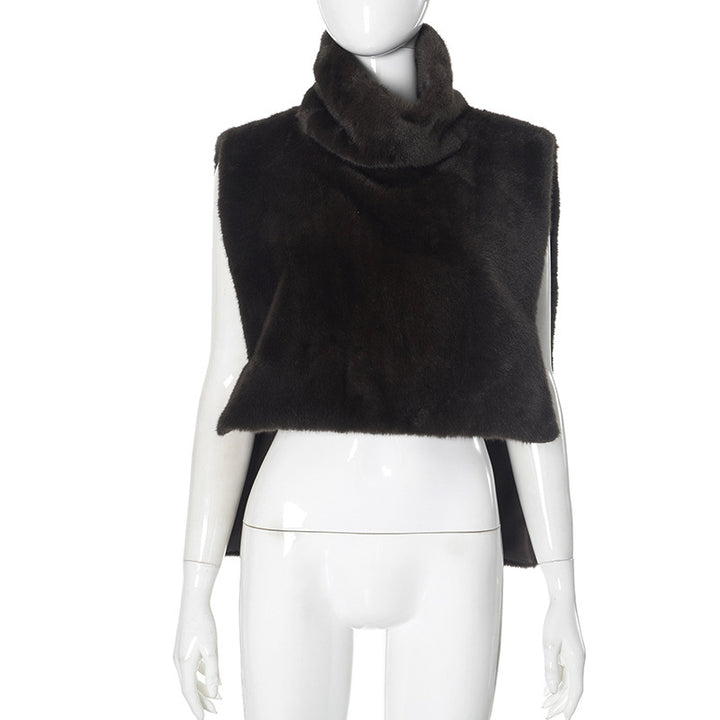 Femme Luksuriøs Faux-Fur-Cape med Høj Krave Stilla