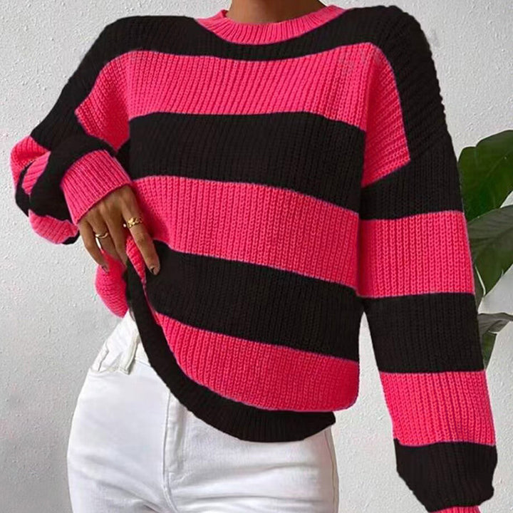 Dame afslappet sweater med bred stribemønster og behagelig pasform Stilla