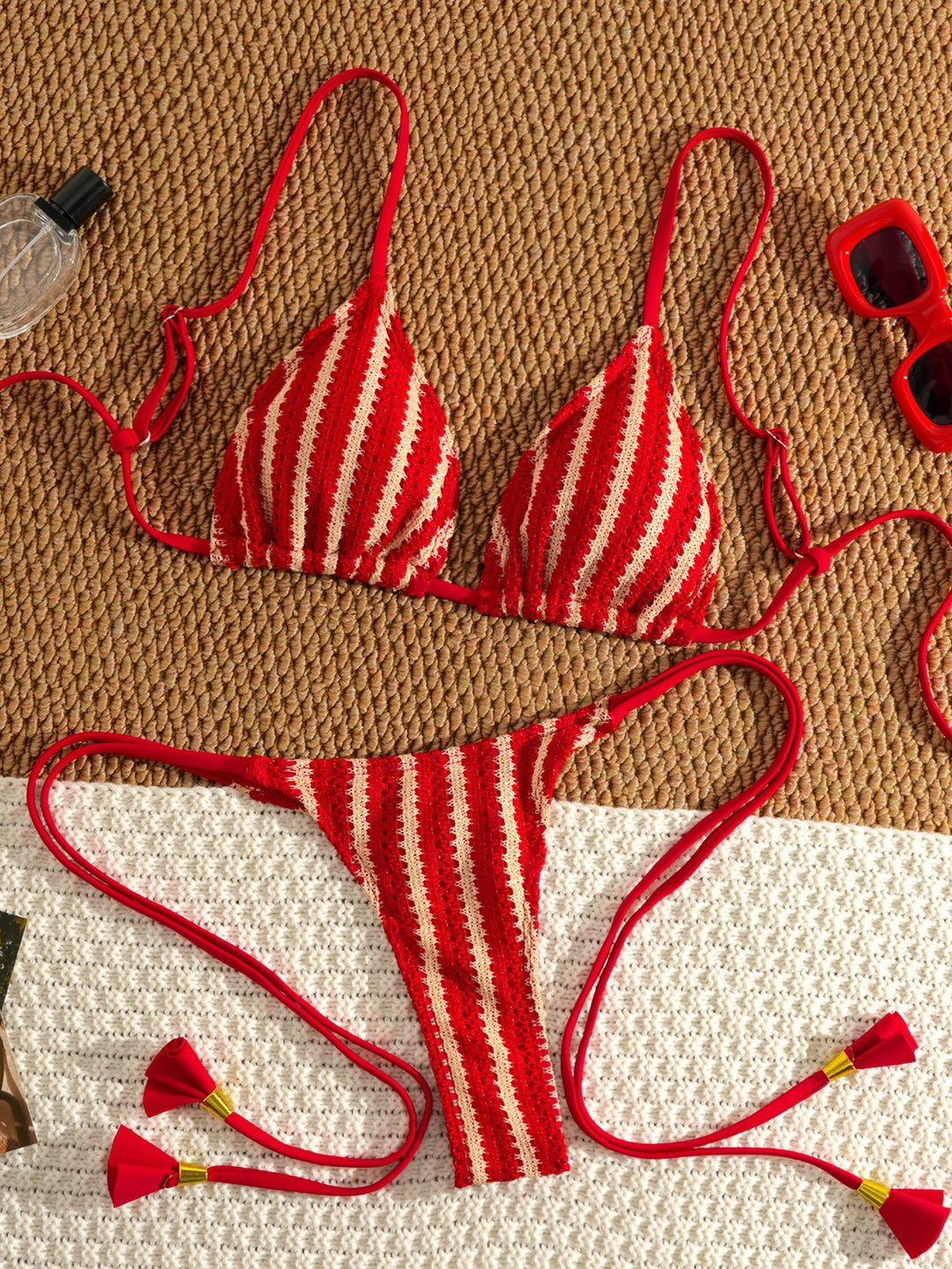 Dame Strappy Bikinisæt med justerbare stropper Skovae