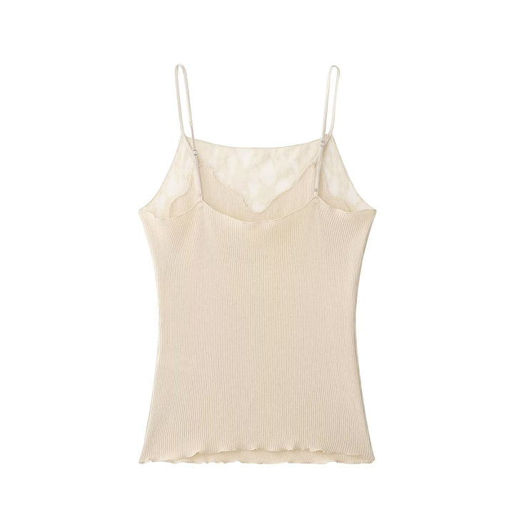 Dame Spids-Camisole med fin ribstruktur og justerbare spaghetti-stropper Skovae