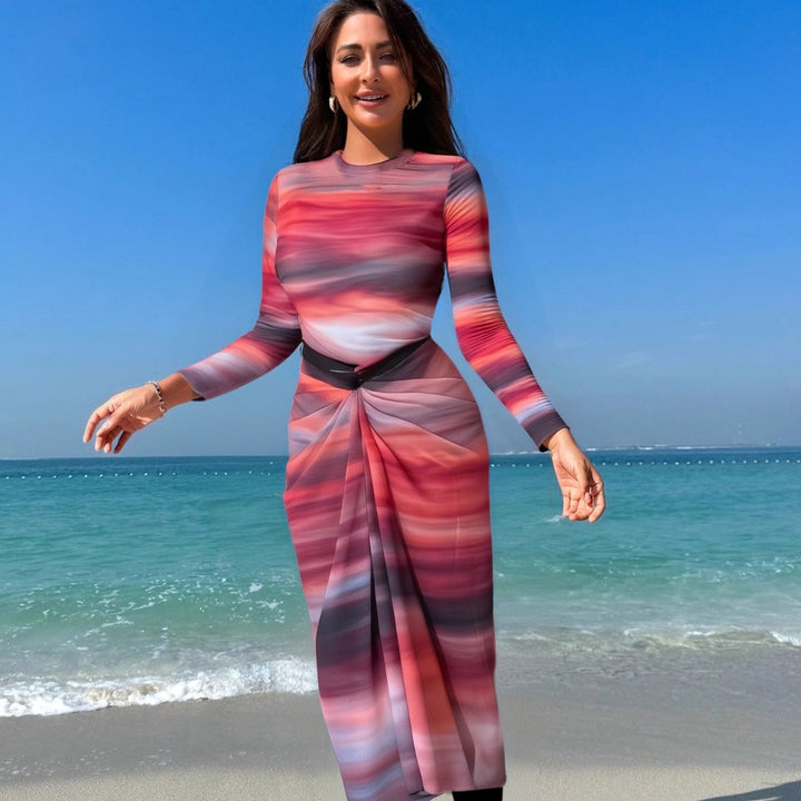 Dame elegant stranddragt med indpakningslook Skovae
