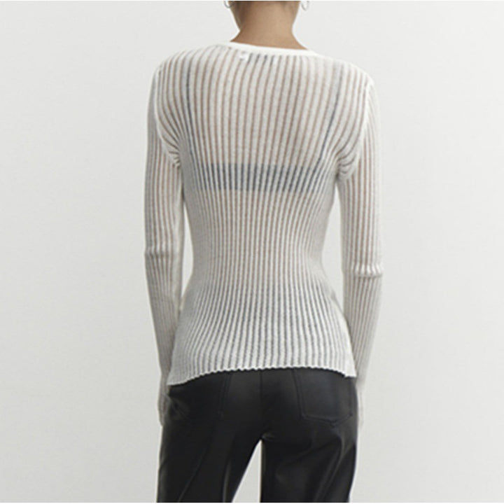 Dame Finrib-top med bred bluse-snit Stilla