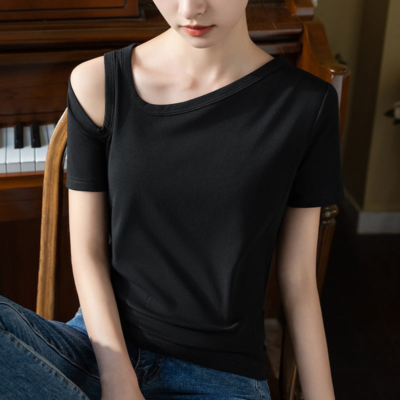 Damer moderne kortærmet skjorte i trendy off-shoulder-design Stilla