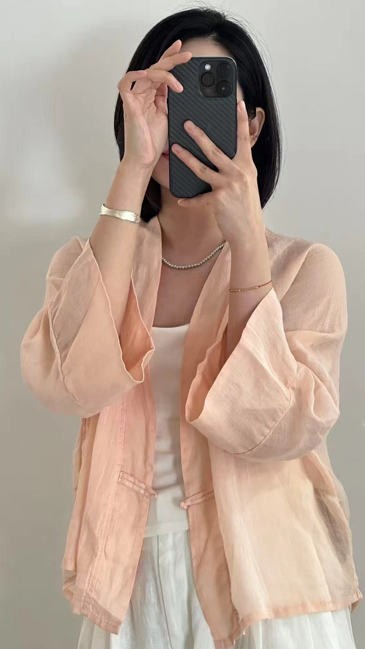 Femme Elegante Løs Pasform Let Kimono Jakke Stilla