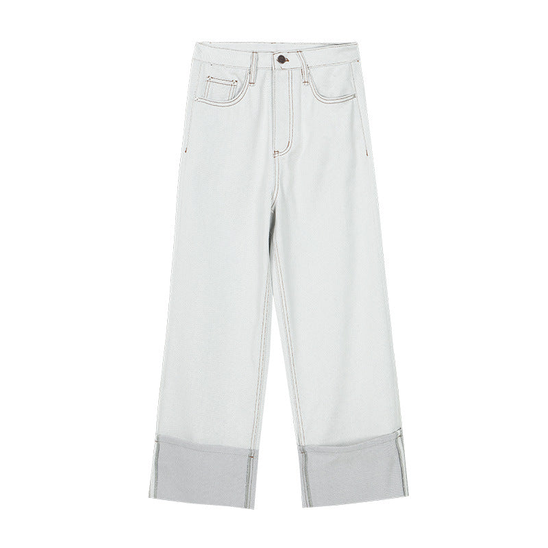 Dame casual bootcut jeans med høj talje og fashionable revnedetaljer Stilla