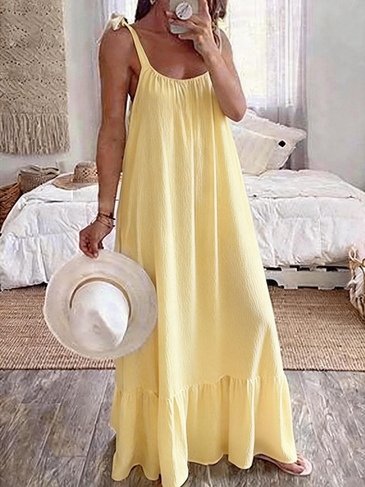 Dame maxikjole med strapless design Skovae
