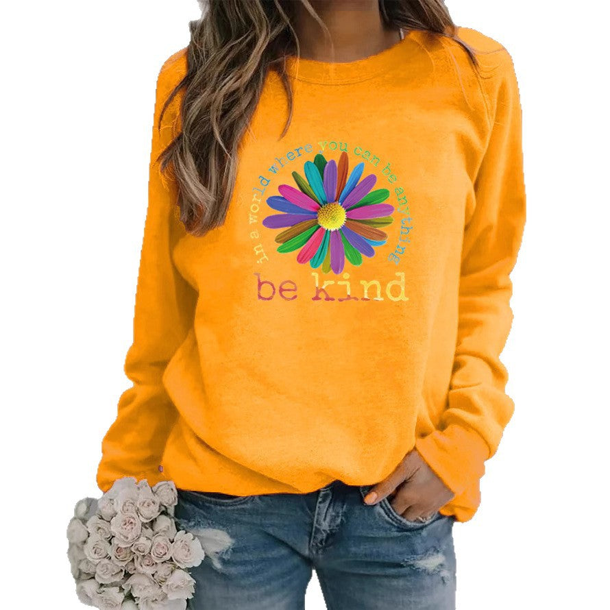 Kvinders sweatshirt med farverigt motiverende blomsterdesign og blødt indre Stilla