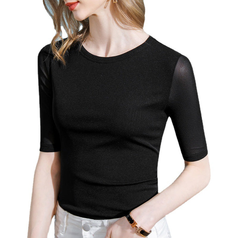 Dame Figurtilpasset Shirt med transparente ærmer og elegant design Stilla