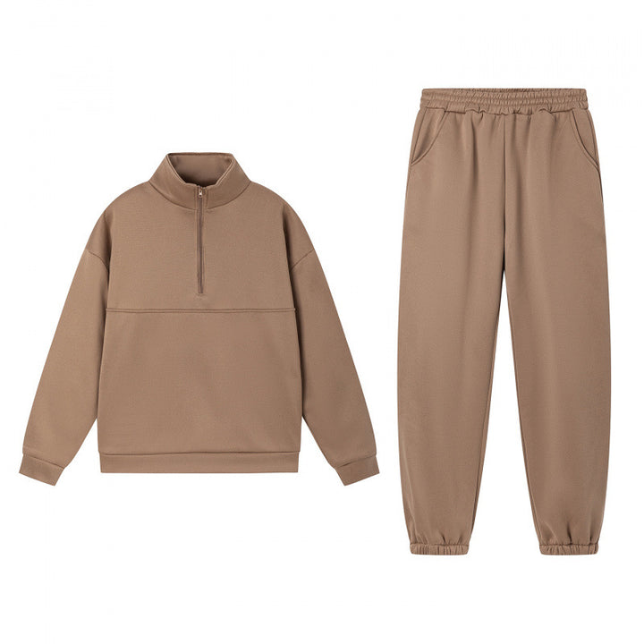 Kvindernes sporty sweatshirt sæt med høj krave og elastiske manchetter Stilla