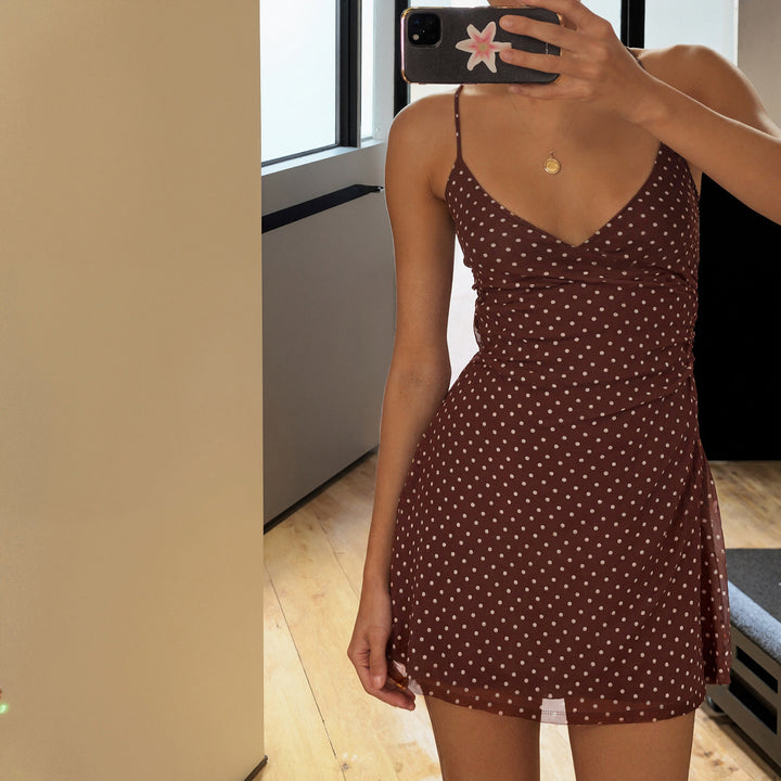 Dame Polka Dots Spaghetti-strop top med let fald Skovae
