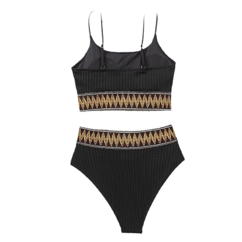Damer Højtaljet Bikini Sæt med sporty design Skovae