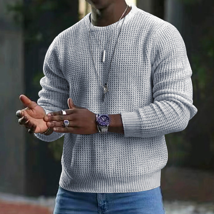 Herrer afslappet struktur sweater med moderne vaffelmønster Stilla