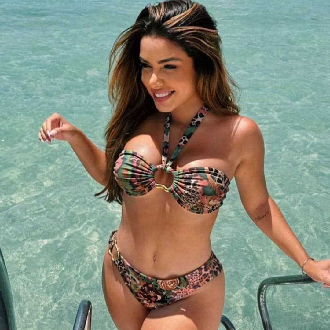 Dame Bandeau-bikini med unikt ringe-detalje Skovae