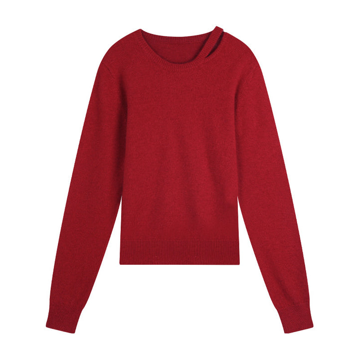 Dame elegant strikpullover med asymmetrisk detalje og blødt materiale Stilla