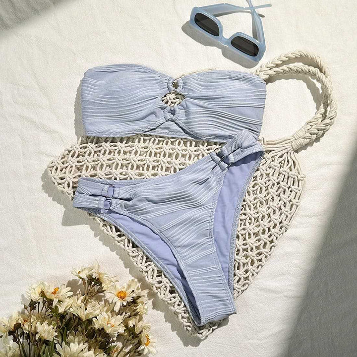 Dame Bikiniset med rynker og aftageligt skål Stilla
