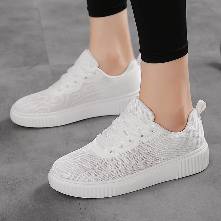 Dame nan luftige plateausneakers med strikket overdel og polstret komfortfodbed Skovae