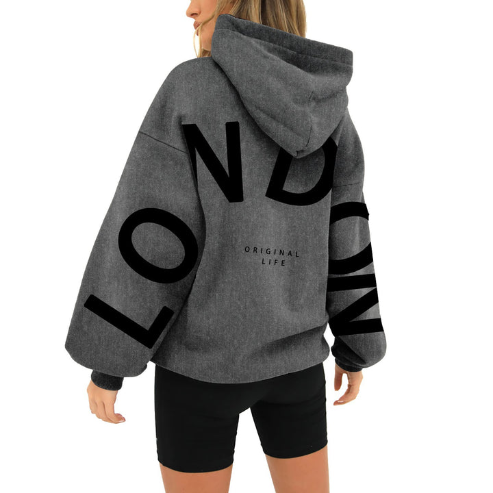 Kvinders oversized hoodie med trendy London print Skovae