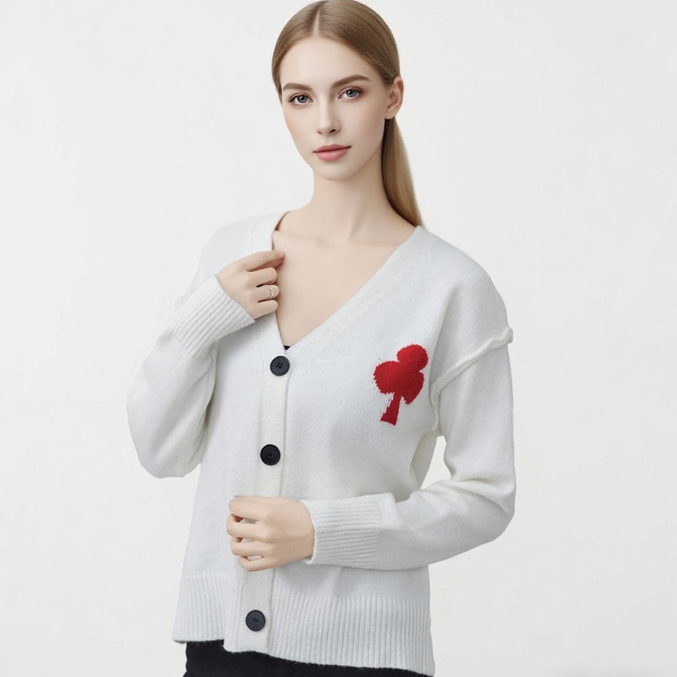 Kvinders cardigan med hjertestik og blødt materiale Stilla