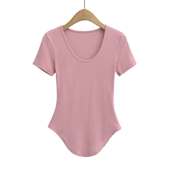 Dame figurtilpasset bodysuit med blødt ribmateriale og elegant rund halsudskæring Stilla
