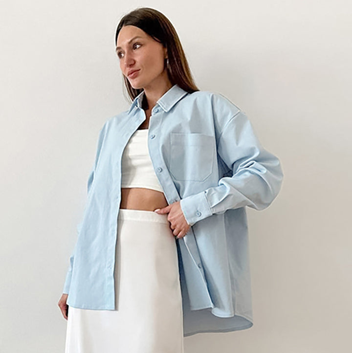 Dame Oversized Skjorte med moderne snit og brystlomme Stilla