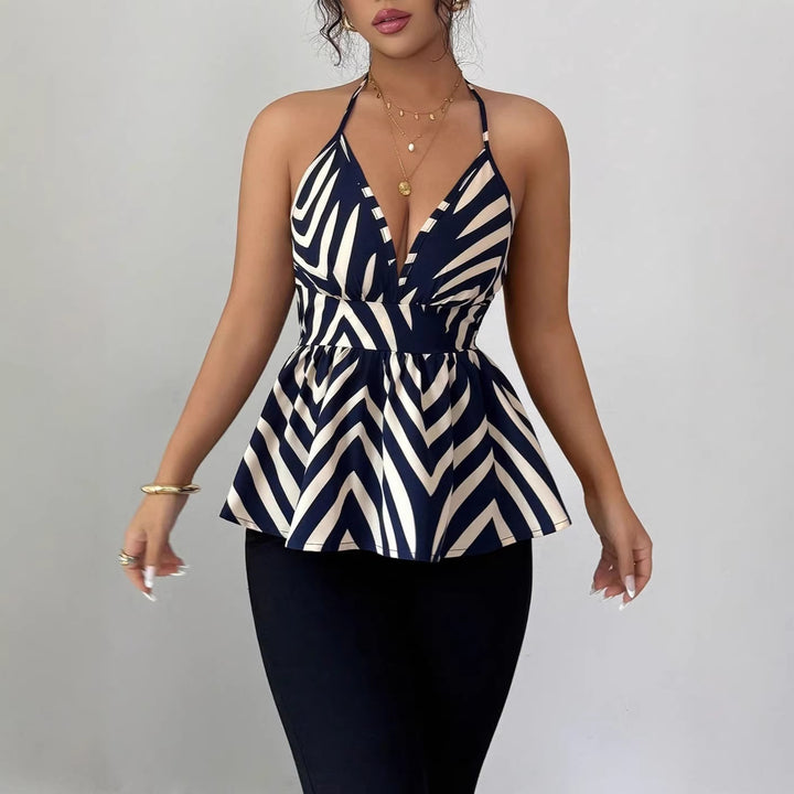Dame Peplum-top med dekorativ V-hals Skovae