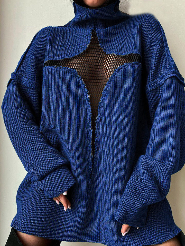 Dame strikpullover med afslappet netdesign Stilla