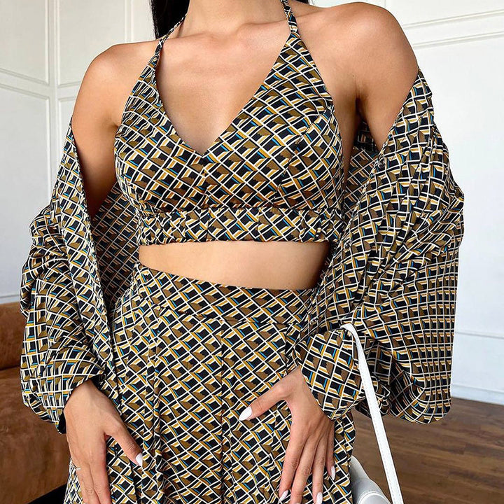 Dame elegant sæt med kimono-top og gulvlange bukser Stilla