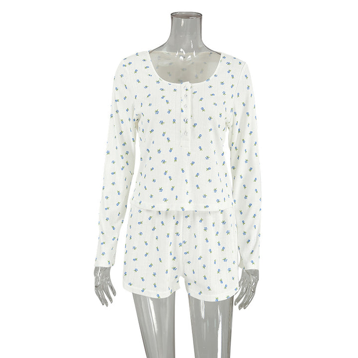 Dame Pyjamasæt med fine blomster mønstre og komfortabel pasform Stilla