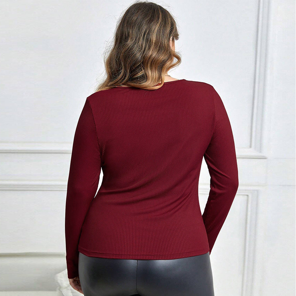 Dame Figurtilpasset Langærmet T-shirt med fashionable Rynkedetaljer Stilla