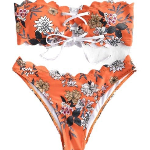 Dame Floral Snøre-Bikini-Sæt Stilla