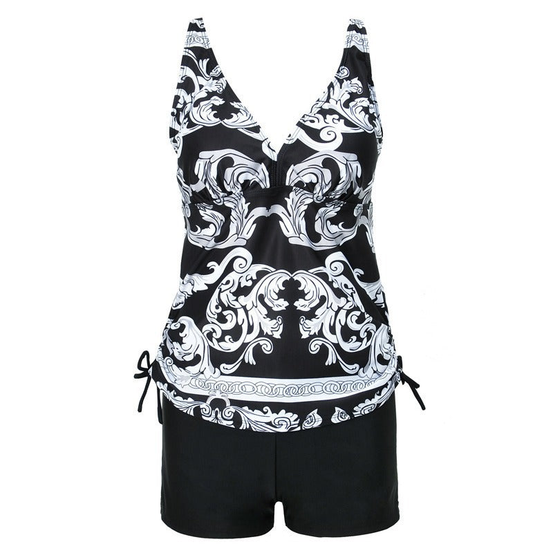 Dame Tankini-sæt med elegant V-hals og figursyende design Stilla