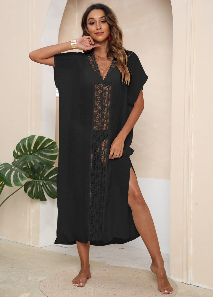 Dame luftig strandkaftan med kunstneriske spidses detaljer Stilla
