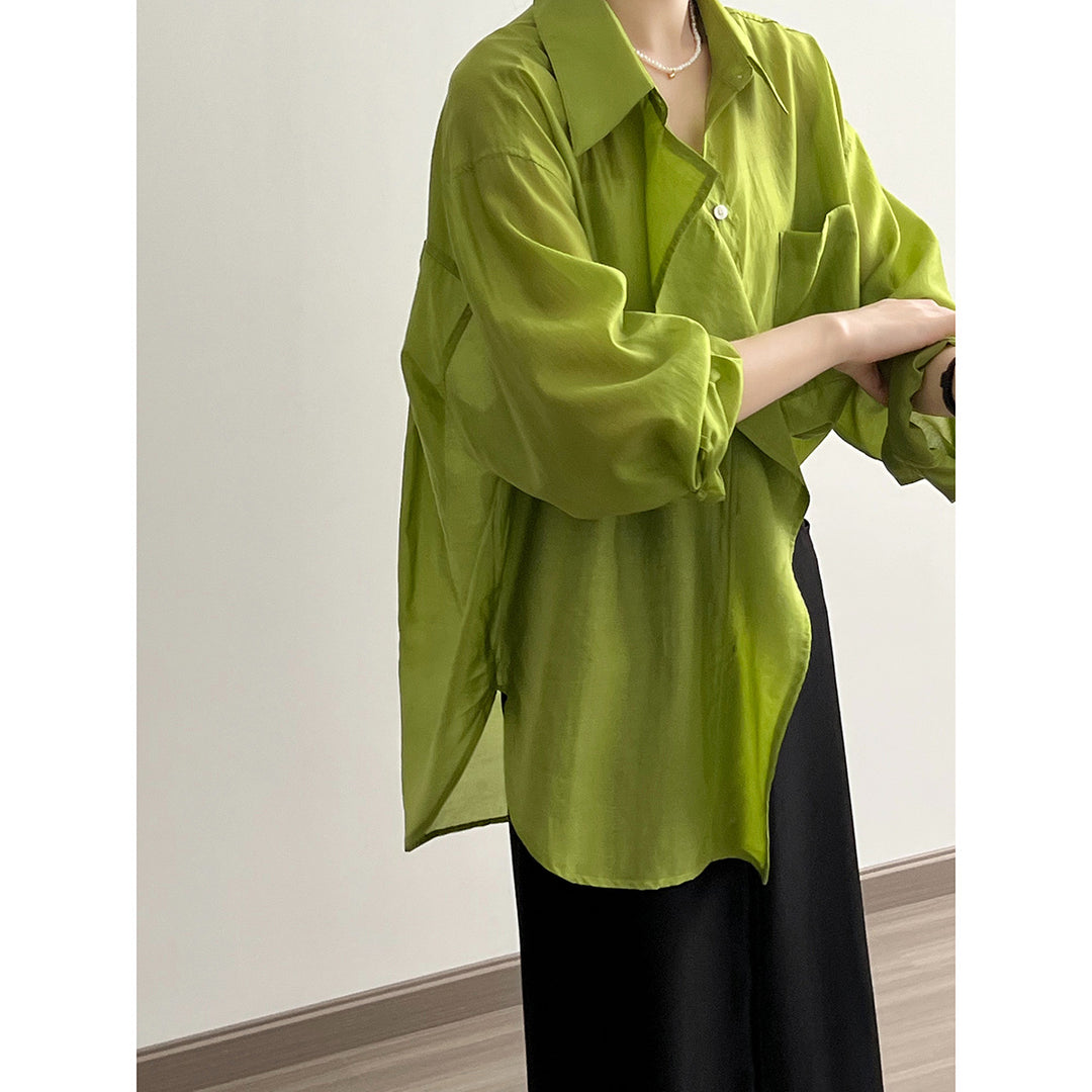 Dame afslappet bluse med oversized snit og fin struktur Stilla