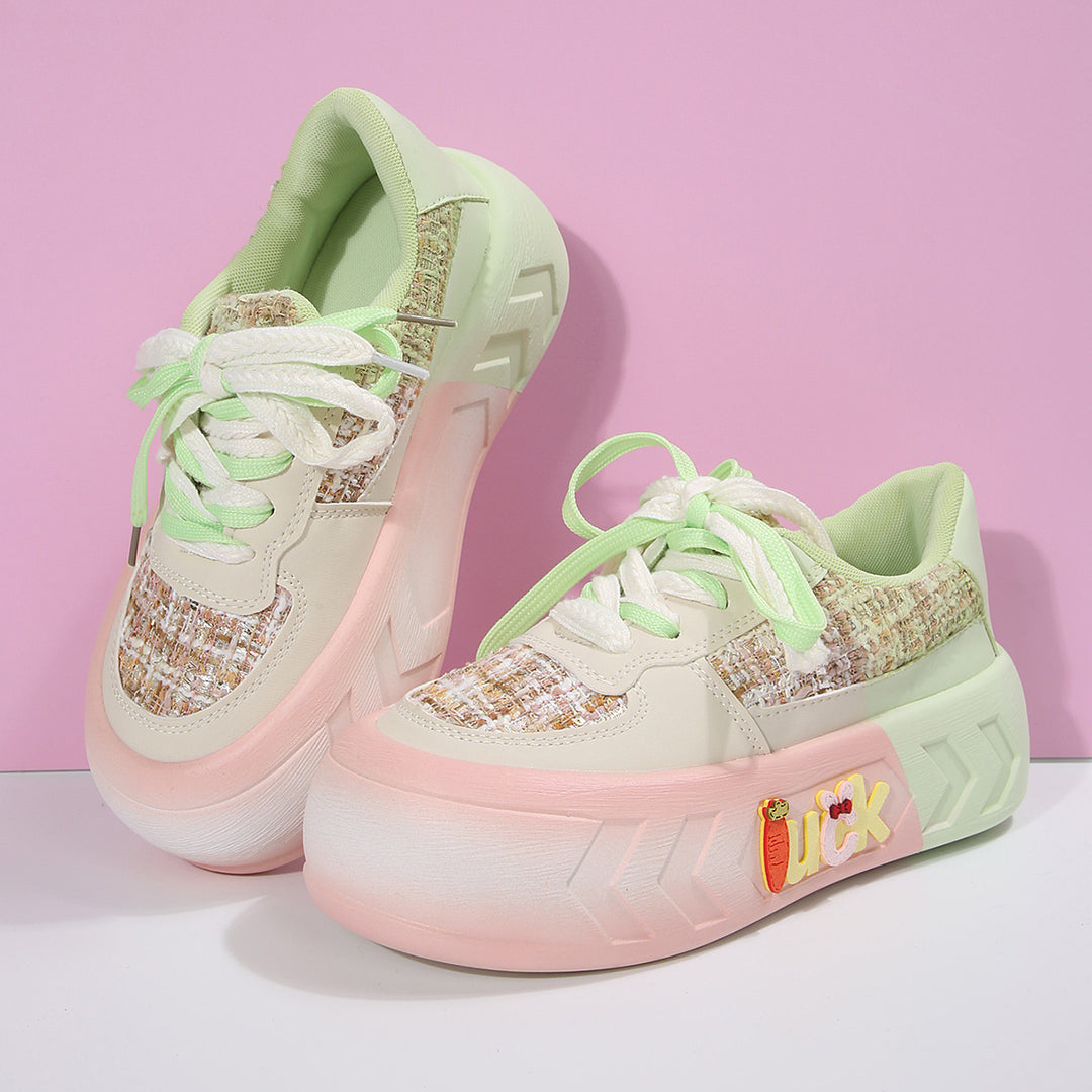 Dame plateausneakers med unik tekstilmix og trendy logo-detajle Stilla