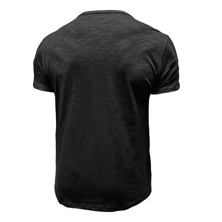 Herrer Henley-T-shirt med moderne snit og knapbar udskæring Stilla