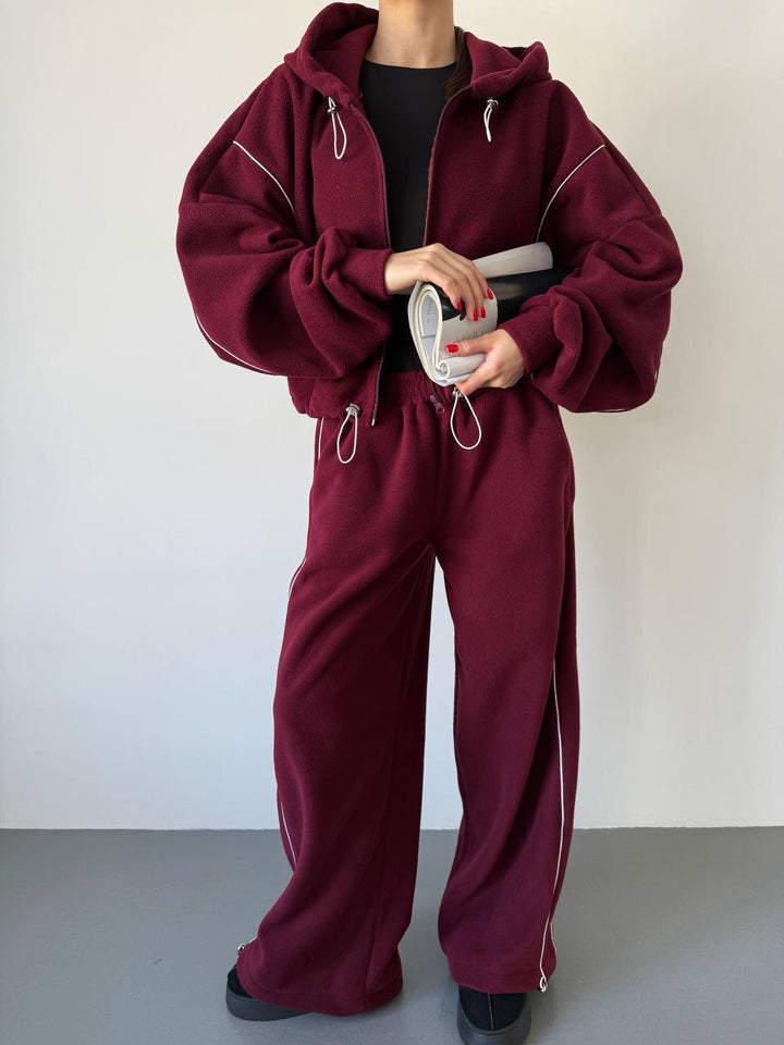 Kvinder Fleece Hoodie og løse Joggingbukser Sæt Skovae