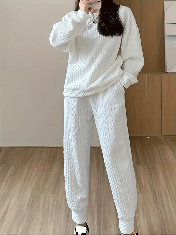 Dame strik-loungewear-sæt med struktureret design og behagelig pasform Stilla