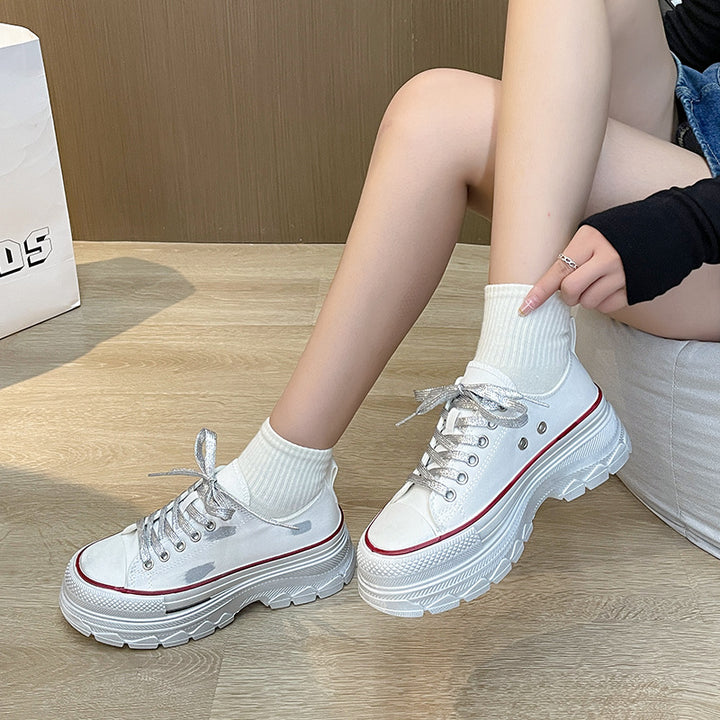 Dame Chunky Sneakers med glinsende hætte og stilfuldt såleprofil Stilla
